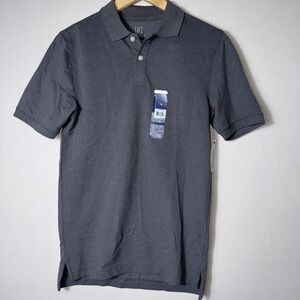 George Mens Gray Pique Polo Short Button Up‎ Collared Sleeve Shirt Sz XSmall NWT